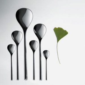 Coffee, dessert and soup spoons which draw their form from the organic quality of plants.