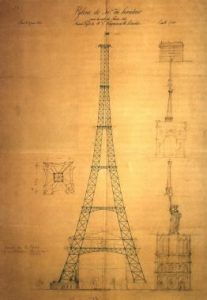 First drawing of the Eiffel Tower by Maurice Koechlin.