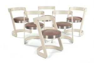 Willy Rizzo for Mario Sabot, dining room table and six chairs.