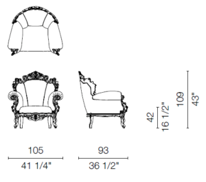 Proust Armchair dimensions.