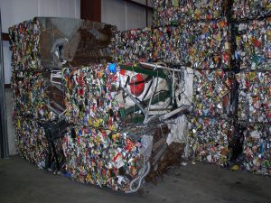 Steel crushed and baled for recycling