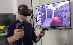 Man testing virtual reality