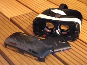 Smartphone-based budget headset Samsung Gear VR in dismantled state