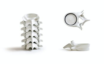 Stackable vertebra candle holders by Célia Nkala