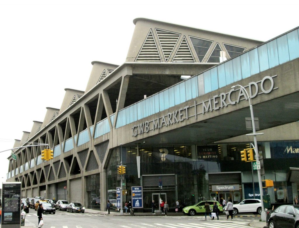 George Washington Bridge Bus Station: Shown from the outside of the entrance. 