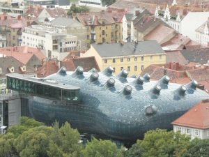 Graz’s Art Museum, the “Friendly Alien” Kunsthaus; Graz, Austria, 2003. 