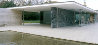 Exterior of the Barcellona Pavilion by Mies Van der Rohe and 17 other architects. 