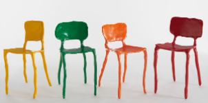 Maarten Baas Set of four ‘Clay’ chairs, 2007. Painted synthetic clay, metal.