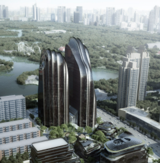 Il Chaoyang Park Plaza di Mad Architects crea un dialogo tra scenari artificiali e paesaggi naturali.