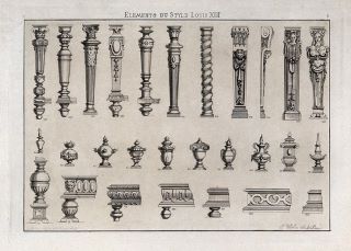 stilo Luis XIII - Ebanistería: elementos arquitectónicos decorativos