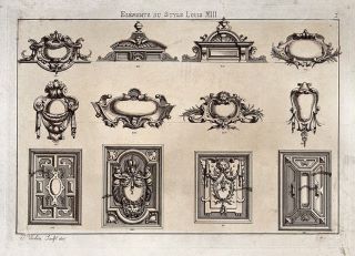 Estilo Luis XIII - Ebanistería: elementos arquitectónicos decorativos