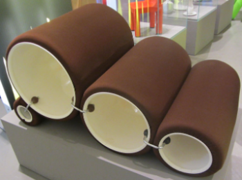 Joe Colombo Tube Chair-brown bicolor armchair, Triennale Design Museum