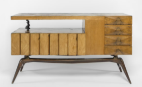Carlo Mollino, dividing cabinet in carved wood and veneered wood.