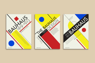 Coleção de capas no estilo Bauhaus.