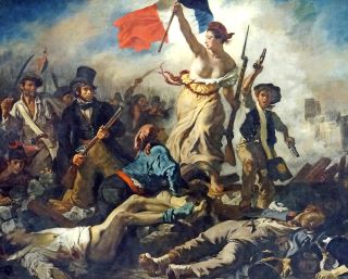 A Liberdade Guiando o Povo -Estilo Luís Filipe - de Eugène Delacroix

