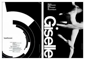 Armin Hofmann nel 1959 ha disegnato questo manifesto per una produzione teatrale intitolata "Giselle"