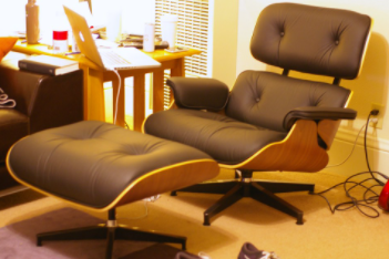The Eames Lounge Chair& Ottoman by Charles and Ray Eames.