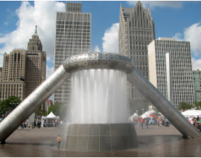 fountain for the Philip A. Hart Civic Center Plaza in Detroit