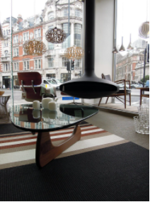 Noguchi table and Gyrofocus fireplace - London's modern.