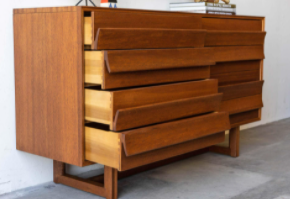 Mid-century modern mahogany dresser designed by Paul Laszlo for Brown Saltman.