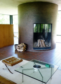 Interior of Glass House by Phillip Johnson. Like an oversized display box, Connecticut's Glass House preserves the interior as Philip Johnson lived in it.