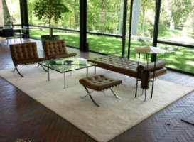 Glass House, interior, New Canaan, Connecticut (1949).