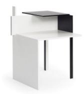 De Stijl table: An abstract piece in white and black.