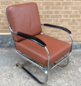Machine Age, lounge chair by KEM Weber for Lloyd with cantilever, tubular chrome frame-1930-1939