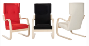 Aalto armchair 401 in three different colors. 