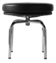 LC8 Swivel Stool: A silver-legged stool with a black, circular seat.