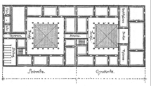 A drawing of Vitruvius' Roman house, a model of a house plan.