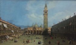 Plaza San Marco con la Basílica (1720) por Canaletto, Venecia, Italia.