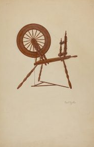 Shaker Spinning Wheel Flax, dating back to 1941, by George V. Vezolles.