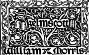 Colophon de Kelmscott Press- Diseño
 de Morris para la marca Kelmscott Press.