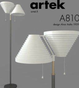 Alvar Aalto, lámpara de pie A810, 1959.
