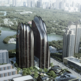Chaoyang Park Plaza de Mad Architects crea un diálogo entre paisajes artificiales y naturales.