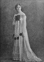 Frances MacDonald, full body portrait in black and white. 