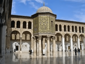 The Umayyad Mosque Dome of the Treasury was built in 789, which is a dome structure sitting above 6 columns. 