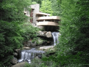 Fallingwater House, emblem of Organic architecture (and one of its most well-known examples) and one of Wright’s finest works; 1935. 