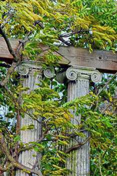 Picture of the Classical columns in the Pergola Garden in Eltham Palace.