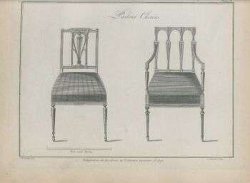 A drawing of two different chairs in the Sheraton Style.