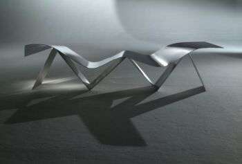 Photo of the design of a Bench, by Frank Gehry. 