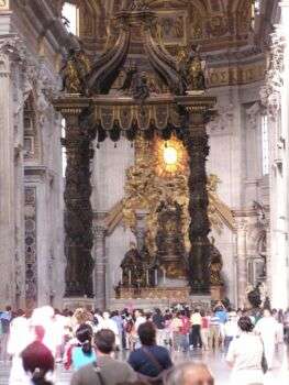 Picture of Bernini's first work at St. Peter's, which regarded the designing of the baldacchino. 