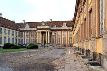 The courtyard of the Branicki Palace in Poland. 