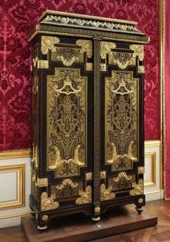 Cabinet, Attributed to André Charles Boulle (French, Paris 1642–1732 Paris), Oak veneered with Macassar and Gabon ebony, ebonized fruitwood, burl wood, and marquetry of tortoiseshell and brass; gilt bronze, French, Paris.