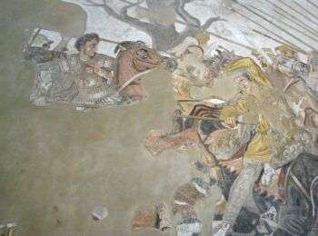 Alexander the Great fighting at the battle of Issus against Darius III of Persia (Close Up) painting. 