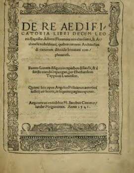 De re aedificatoria, page de titre de l'édition de 1541 - par Leon Battista Alberti.