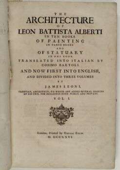 Page de titre en anglais de la première édition de la traduction de Giacomo Leoni du De Re Aedificatoria d'Alberti (1452).