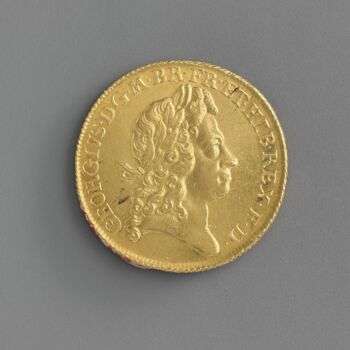 Moeda de dois guinéus de Jorge I, 1717 - Medalha: John Croker (Britânico, 1670-1741), Ouro, Britânico

