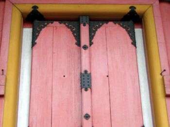 Grainary doors of the Kiyomizu-Dera Temple Granary, in Japan. Radical departure in the visual world of the ancient Japan.